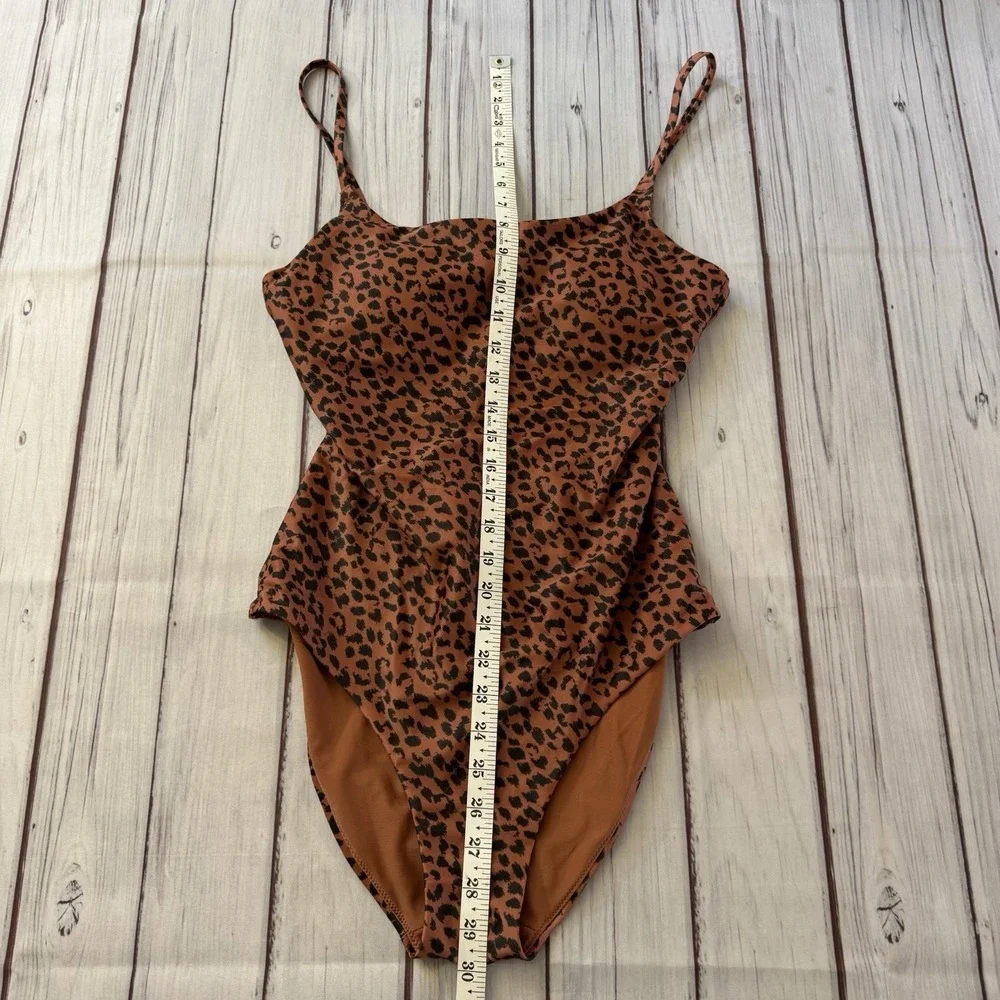 Aerie Leopard Tie Back One Piece Swimsuit Medium Animal Print Full Coverage - Picture 5 of 11